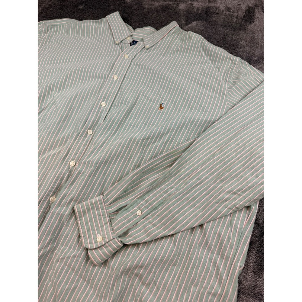 Polo Ralph Lauren Mens 4XLT Flesh Pony‎ Green Striped Oxford Shirt Classic Fit